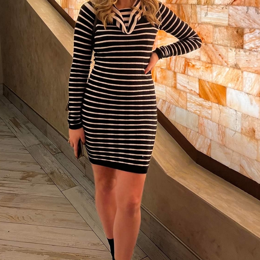 GUESS black white sweater dress
